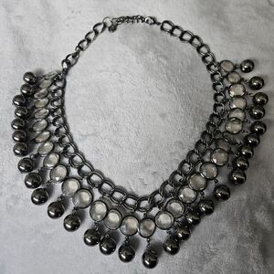 Vera WANG Gunmetal Crystal Fringe Statement Necklace - Women Jewelry